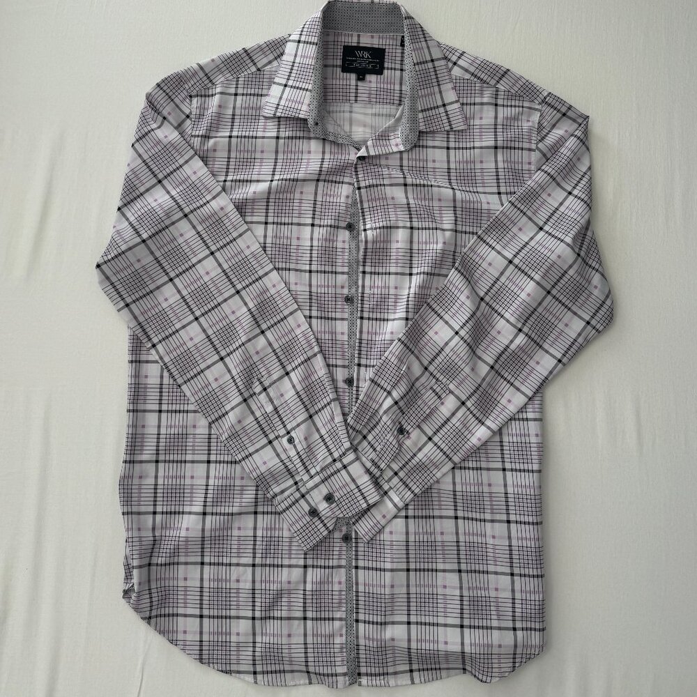 W.R.K Slim Fit Windowpane Plaid Performance Dress Shirt
